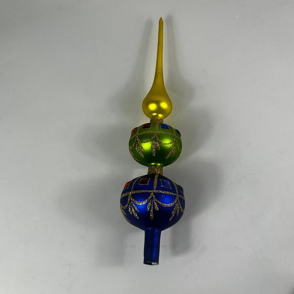 Department 56 Finial Christmas Tree Topper Large 14.5" Rare Vintage Poland Green - Picture 2 of 12